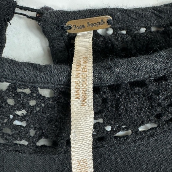 Free People Size XS Boho Mini Dress Perfectly Victorian Embroidered Black - Picture 4 of 6